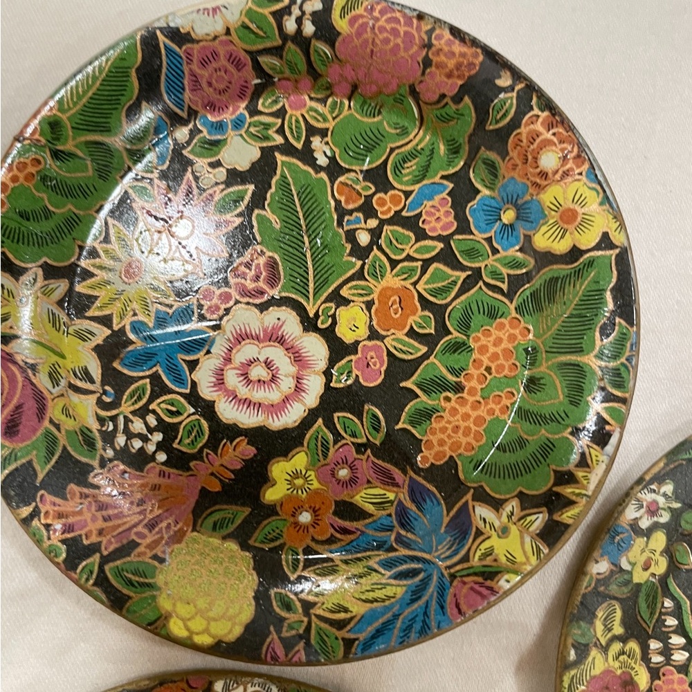 Japanese floral inspired coasters (5) vintage great condition - Picture 2 of 8